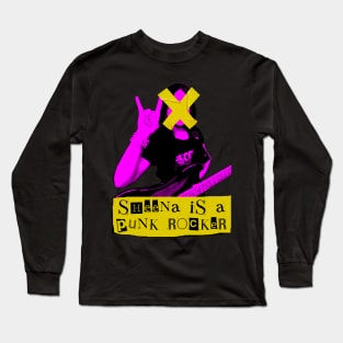 the punk rock girl play guitar pink and tape Long Sleeve T-Shirt